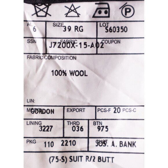 Jos. A. Bank Men 2 Button Grey Blazer 39R Wool Regular Fit Coat Jacket Striped - Picture 11 of 12